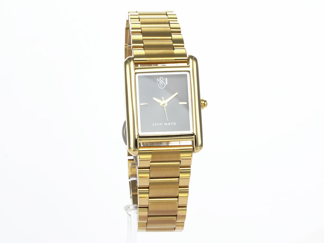 SANSI MAYO Women's Gold Stainless Steel Watch - Black Dial | 10mm | Quartz
