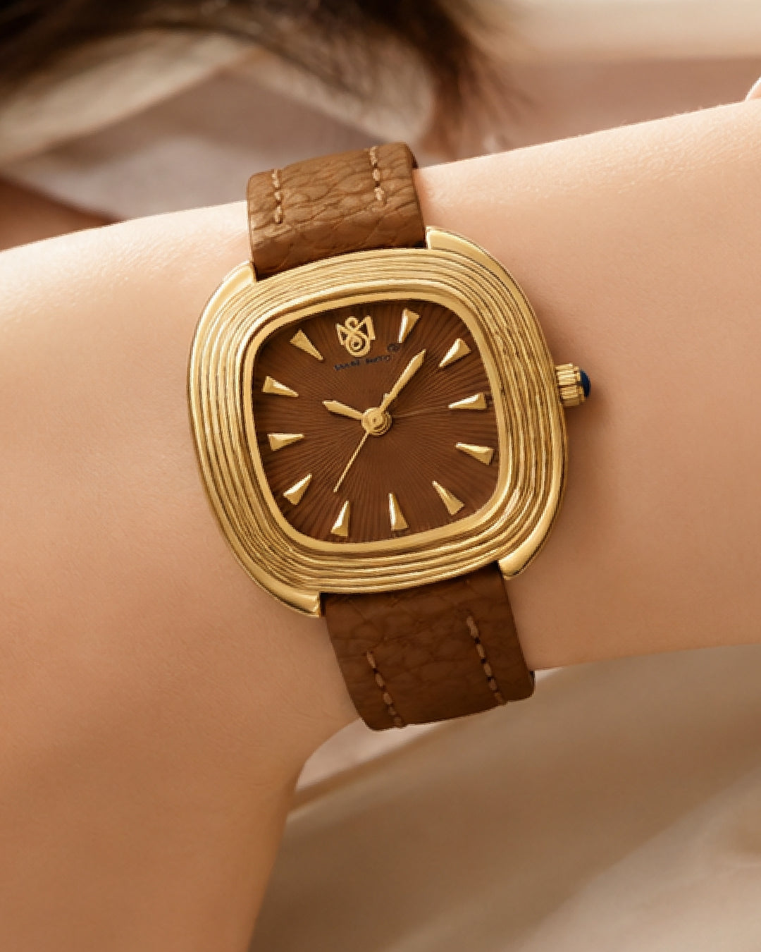 Verona Light Brown Strap Rose Gold Watch for Women