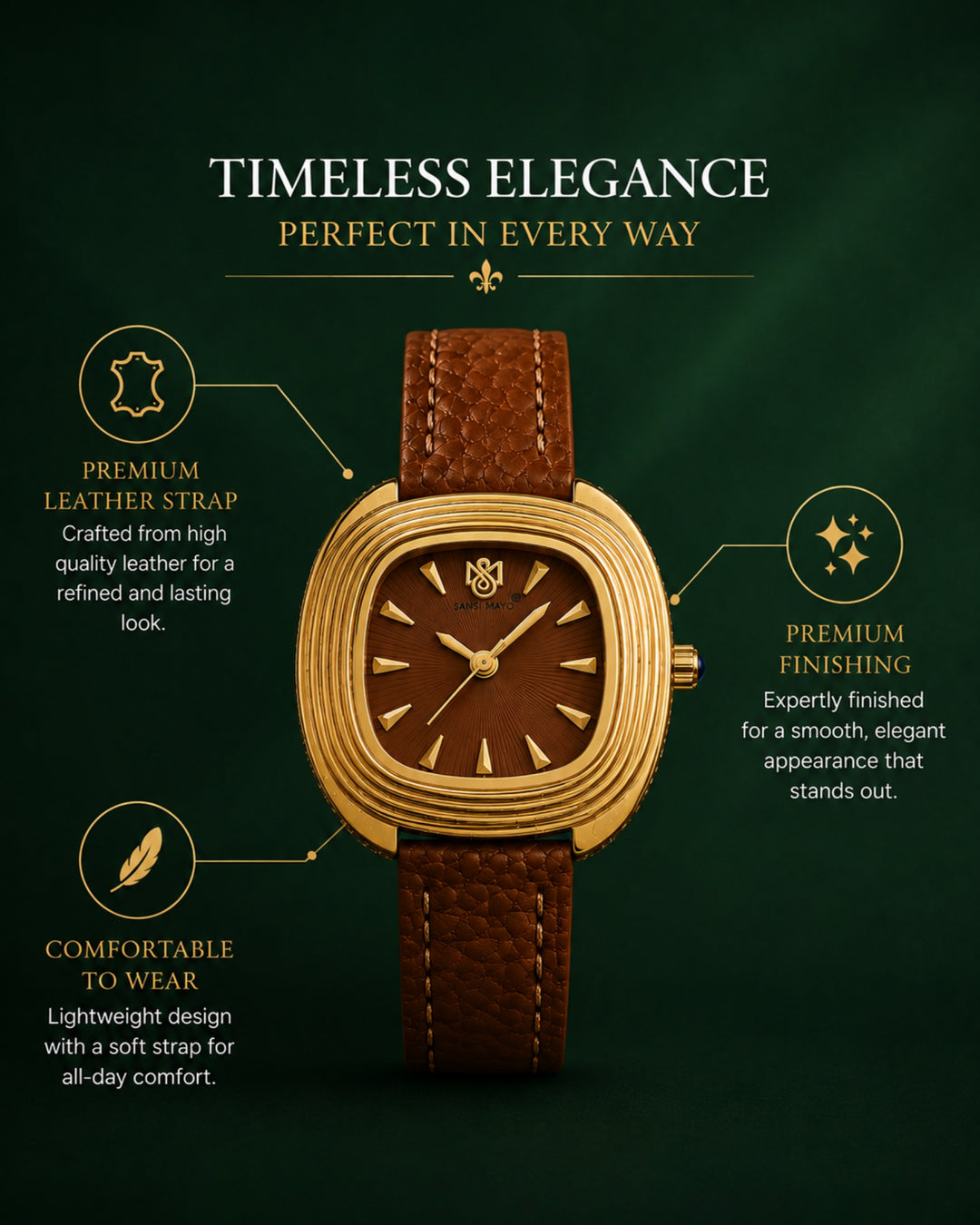 Verona Light Brown Strap Rose Gold Watch for Women