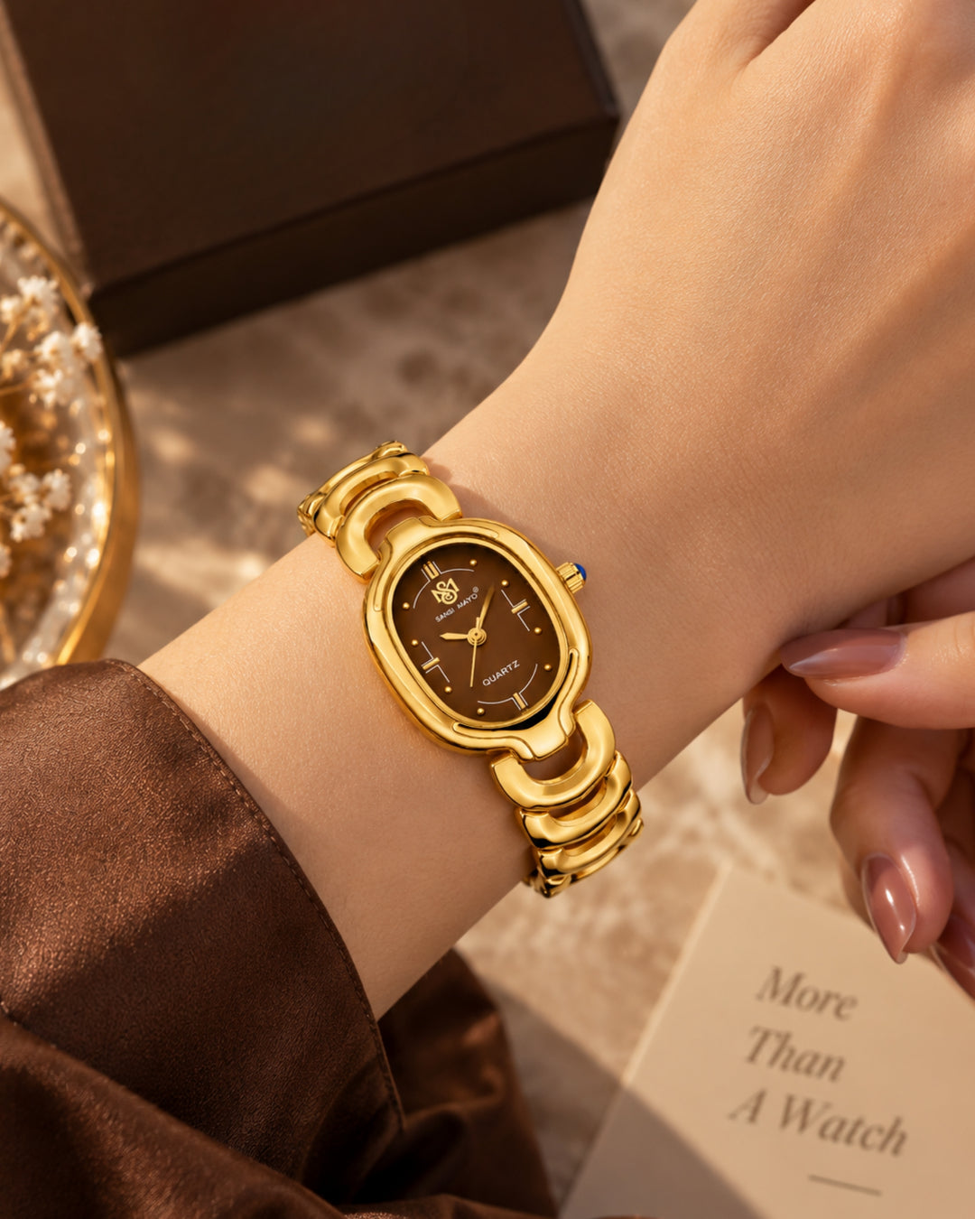 Sansi Mayo VETRA -Maroon Dial & Gold Bracelet