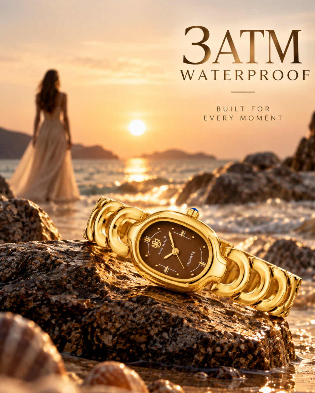 Sansi Mayo VETRA -Maroon Dial & Gold Bracelet