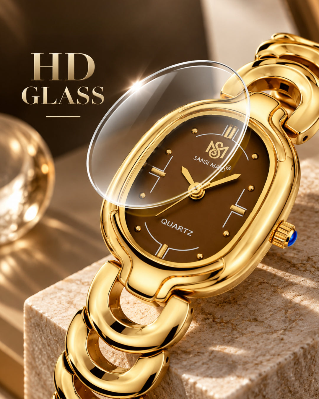 Sansi Mayo VETRA -Maroon Dial & Gold Bracelet