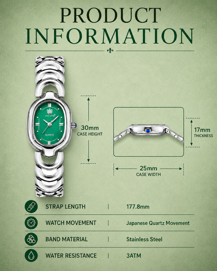 Sansi Mayo VETRA -Green Dial & Silver Bracelet